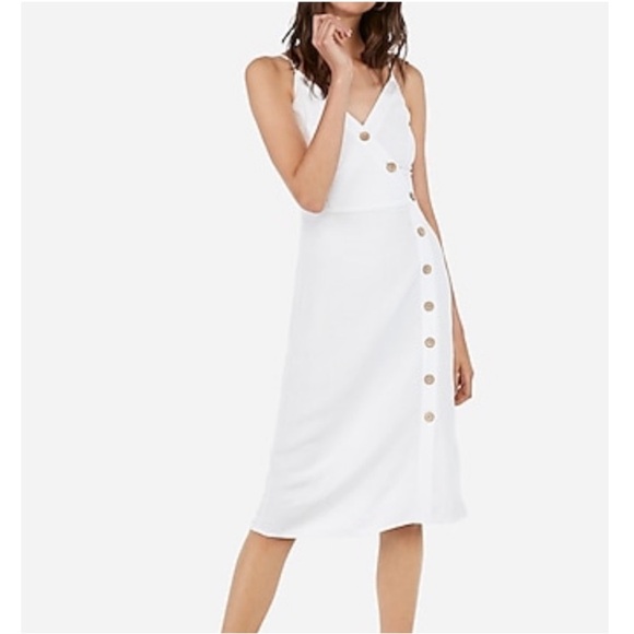 Express Dresses & Skirts - Express xs small linen blend White Button-Down midi Dress with buttons